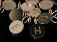 KZ-257 Thai karen hill tribe handmade silver 6 rose gold initial stamp round charm