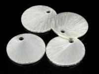 7KH-079 Thai karen hill tribe hanamade silver 4 shiny scratch disc charm w/o jump ring 