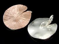 KZ-103 24K rose gold vermeil thai karen hill tribe handmade silver 1 lotus lecf charm