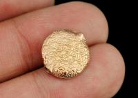 KZ-232 Thai karen hill tribe handmade silver 2 rose gold vermeil daisy print fancy puffy bead