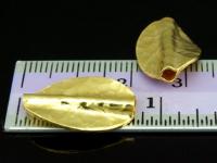 KG-386 24K Gold vermeil 2 thai karen hill tribes silver hammered twist leaf bead