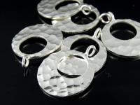 3KH-029 Thai karen hill tribe handmade silver 2 hammered crescent charm