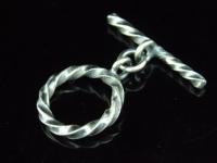 8KH-025 Thai karen hill tribe handmade silver 2 black&white screw bar toggle