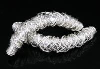 KS-033 Thai karen hill tribe handmade silver 1 swirl wire wrap curved tube bead 