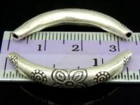 KS-015 Thai karen hill tribe handmade silver 1 flower print curved tube bead 