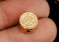 KZ-225 Thai karen hill tribe handmade silver 2 rose gold vermeil peace sign cylinder shaped bead