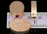 KZ-220 Thai karen hill tribe silver 1 rose gold vermeil hammered cylinder oval shaped bead