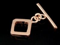 KZ-121 24K rose gold vermeil thai karen hill tribe handmade silver 1 plain square toggle 