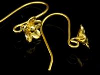 KG-485 Thai karen hill tribes handmade 24K gold vermeil over silver pair wild flower earring 
