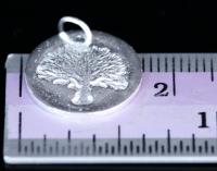 3KH-136 thai karen hill tribe handmade silver 2 tree stamp round disc charm
