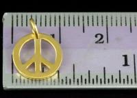 KG-522 24K gold vermeil thai karen hill tribes handmade silver 2 peace sign charm 10.0 mm.