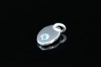 8KH-128 thai karen hill tribe silver 1 pebble charm open jump ring with swarovski crystal birthstone(Mar:Aquamarine)