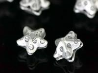 KD-008 thai karen hill tribe silver 2 star puffy bead with flower print