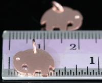 KZ-253  thai karen hill tribe handemade silver white 6 rose gold vermeil plain diecut small elephant shape charm