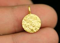 KG-550 Thai karen hill tribe silver 6 gold vermeil small rough stone texture charm 