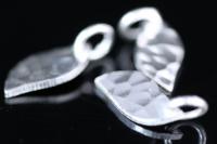 5KH-028 thai karen hill tribe handmade silver 4 small hammer single side leaf shape charm