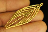 KG-601 24K gold vermeil 1 thai karen hill tribes handmade silver large fancy leaf charm