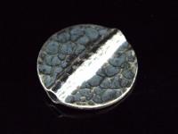 8KH-032 Thai karen hill tribe handmade silver 2 black&white hammered round disc bead