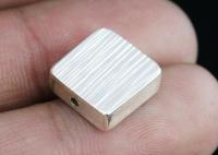 KV-057 Thai karen hill tribe handmade silver 2 line hammered scratch cylinder square shaped bead