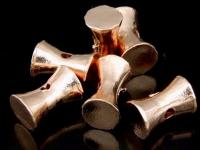 KZ-095 24K rose gold vermeil thai karen hill tribe handmade silver 2 plain drum shape bead 