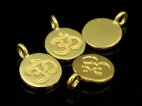 KG-428 24K gold vermeil Karen hill tribe handmade silver 4 om symbol disc charm