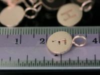 KZ-257 Thai karen hill tribe handmade silver 6 rose gold initial stamp round charm