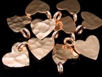 KZ-101 24K rose gold vermeil thai karen hill tribe handmade silver 4 hammered heart shape charm