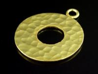 KG-244 24K gold vermeil Karen hill tribe handmade silver 1 hammered round charm 