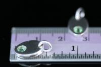 8KH-133 thai karen hill tribe silver 1 pebble charm open jump ring with swarovski crystal birthstone(Aug:Peridot)