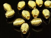 KG-184 24K gold vermeil 5 thai karen hill tribes handmade silver swirl wire bicone bead 
