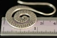 6KH-028 Thai karen hill tribes handmade silver pair spiral earring printed 2 sides