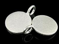 7KH-068 Thai karen hill tribe handmade silver 2 Sandblasted round disc charm