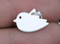 3KH-131 Thaikaren hill tribe silver 2 medium die cut chick bird shape charm