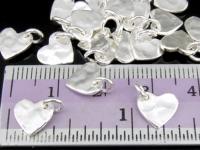 3KH-108 Thai karen hill tribe handmade silver 10 small hammered heart shape charm