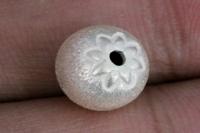 KO-001 Thai karen hill tribe silver 4 Leaf print brush round bead