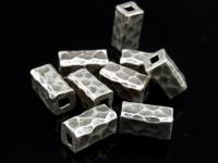 KK-035 Thai karen hill tribe handmade silver 5 hammered square tube bead