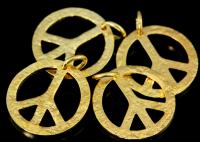 KG-554 Thai karen hill tribes handmade silver 4 gold vermeil rough stone texture peace sign charm