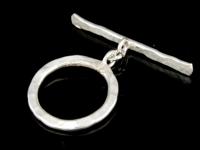 KR-034 Thai karen hill tribe handmade silver 1 hammered round toggle