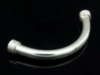 KS-030 Thai karen hill tribe handmade silver 1 long plain curved tube bead 