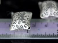 KV-017 thai karen hill tribe silver 1 fancy print square puffy bead