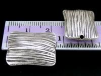 KF-010 Thai karen hill tribe handmade silver 1 scratch rectangle puffy bead