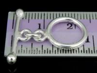 KR-040 Thai karen hill tribe handmade silver 2 dot end plain round bar toggle 