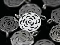 4KH-055 Thai karen hill tribe handmade silver 2 Tracery flower disc charm