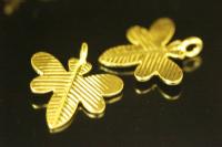 KG-602 24K gold vermeil 2 thai karen hill tribes handmade silver leaf of dragonfly shape charm