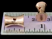 KZ-095 24K rose gold vermeil thai karen hill tribe handmade silver 2 plain drum shape bead 