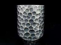 8KH-012 Thai karen hill silver Black&white long hammered polish ring