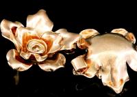 KZ-243 thai karen hill tribe handmade silver 1 rose gold vermeil large wild rose charm