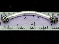 KS-054 Thai karen hill tribe handmade silver 1 black fancy curved tube bead