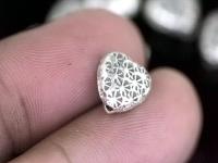 KB-012 thai karen hill tribe silver 6 flower print heart beads