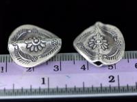 2KH-035 thai karen hill tribe handmade silver 2 flower print round bead